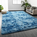 Deerhoo Large Shag Area Rugs 6 x 9, Tie-Dyed Plush Fuzzy Rugs for Living Room, Ultra Soft Fluffy Furry Rug for Bedroom, Indoor Carpet Nursery Rugs for Kids Room Home Decor, Bright Blue