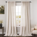 Nanspring Tan Beige Linen Curtains 95 inch Length for Living Room 2 Panel Set Burlap Textured Semi Sheer Linen Drapes Rustic Country Window Treatment Farmhouse Drop Cloth Curtain for Dinning Room