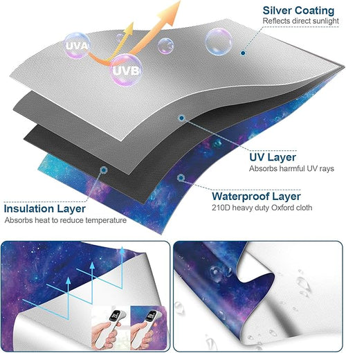 100% Blackout Curtains for Bedroom, Portable DIY Window Blinds, No Drill Window Shades & Blackout Blinds with Stickers & Tabs for Travel, Dorm Room, Media Room (Starry Sky, 157" x 57")