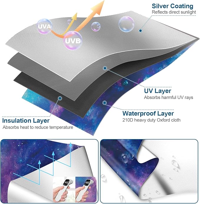 100% Blackout Curtains for Bedroom, Portable DIY Window Blinds, No Drill Window Shades & Blackout Blinds with Stickers & Tabs for Travel, Dorm Room, Media Room (Starry Sky, 118" x 57")