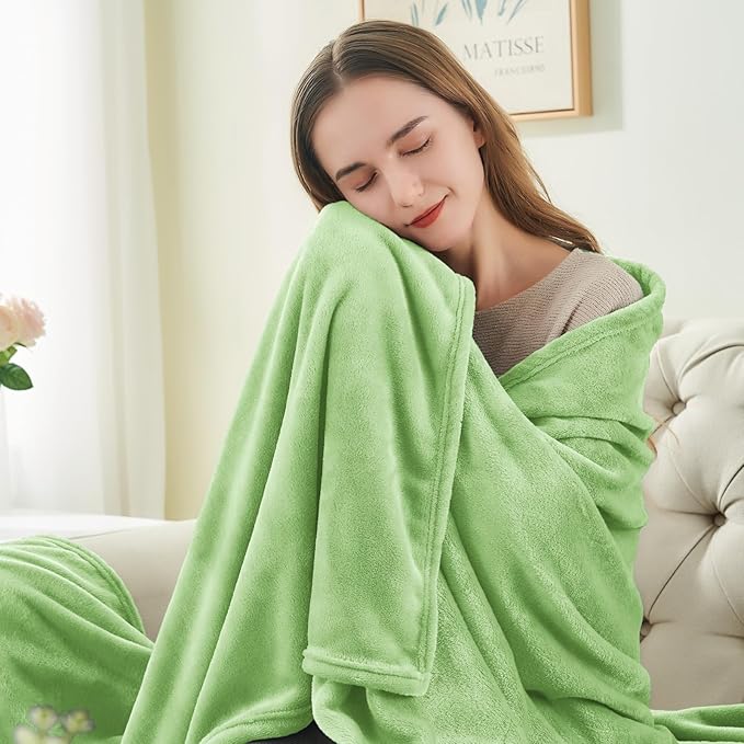BEDELITE Fleece Blankets Queen Size Grass Green Throw Blankets for Bed, Luxury Plush Cozy Fuzzy Blanket 90x90 inches, Super Soft Warm Lightweight Throw Blanket All Seasons Suitable