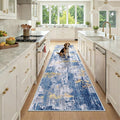 Washable Area Rugs 3x9 Non-Slip Modern Abstract Soft for Living Room Entryway Bedroom Nursery, Print Pattern, Grey Blue Gold/Golden