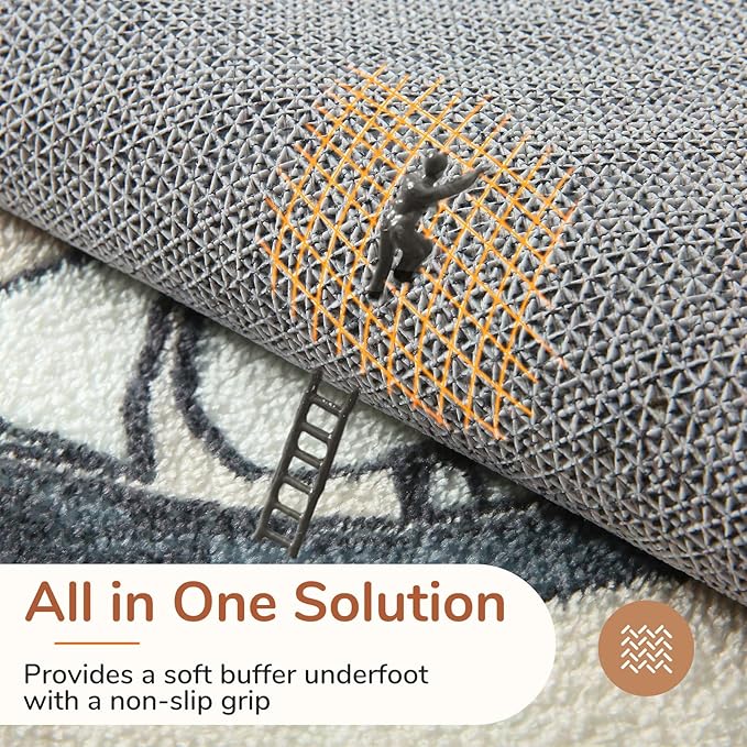 OPPODREAM Nautical Soft Area Rugs 5x7, Washable Beige Rug with Non Slip Backing, 5 x 7 Faux Cashmere Low-Pile 5x7 Carpet