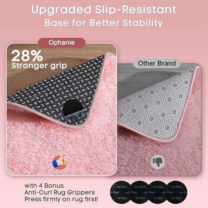 Ophanie Pink Rug for Bedroom Girls, Kids Fluffy Kawaii Fuzzy Furry Shag Area Rug, Cute Plush Soft Shaggy Bedside Indoor Floor 4x6 Carpet for Teen Nursery Dorm Home Room Decor Aesthetic
