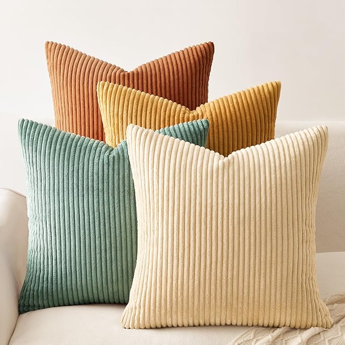 Topfinel 26x26 inch 4 Pack Decorative Throw Pillow Covers,Soft Velvet Modern Double-Sided Designs, Mix and Match for Home Fall Decor, Cushion Covers Set of 4 (Orange/Teal)