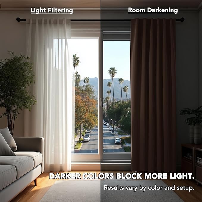 Deconovo Blackout Curtains, Thermal Insulated, W42 x L95 2 Panels, Back Tab, Machine Washable, Room-Darkening Drapes for Bedroom/Living Room Brown