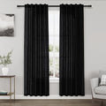 Black Linen Curtains 80 inches Long for Bedroom Back Tab Light Filtering Privacy Sheer Curtains Modern Farmhouse Coastal Decor Cotton Textured Gauze Curtain 2 Panel Set 38x80 for Living Room