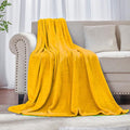 JIAHANNHA Mustard Yellow Throw Blanket Fleece Blanket 60"x80",Super Soft Cozy Plush Throw Blanket for Couch Sofa Bed,Warm and Lightweight Velvet Bed Blankets for Adults