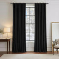 PONY DANCE Blackout Curtain Blinds - 42-inch Wide by 84-inch Long, Black Thermal Insulated Light Block Back Tab/Rod Pocket Curtains Window Cover Shades for Bedroom Living Room, 2 Panels