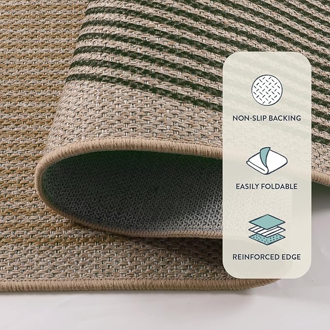 Lahome Modern Rainbow Easy Jute Rug, 6x9 Rug for Living Room Washable Indoor Outdoor Patio Rug, Farmhouse Rug for Bedroom Non Slip Contemporary Carpet for Backyard Deck Office Decor