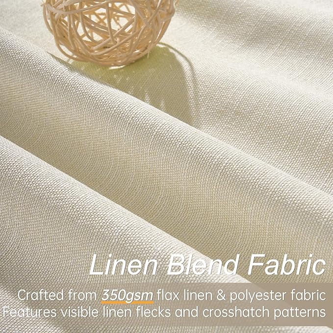 Topfinel Extra Long Total Blackout Linen Ceiling Curtains 108 Inches Long for Large Window Track System, Cream Pleated Cold Blocking Acoustic Heavy Ivory Track Tall Curtains 2 Panels 9 FT Beige