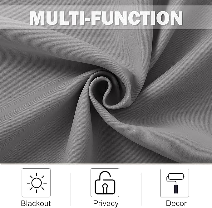 NICETOWN Small Curtain for Half Window, Blackout Short Window Treatment Curtains Solid Grommet Drapers for Bathroom/Living Room, 42" Wide x 36" Long 1.2 inches Header, Silver Grey, 1 Pair