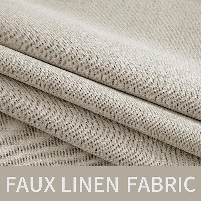 MIULEE Linen Curtains for Bedroom 100% Blackout Thermal Insulated Cobblestone Grommet Room Darkening Curtains & Drapes for Living Room Nursery 52 x 90 Inch (2 Panels)
