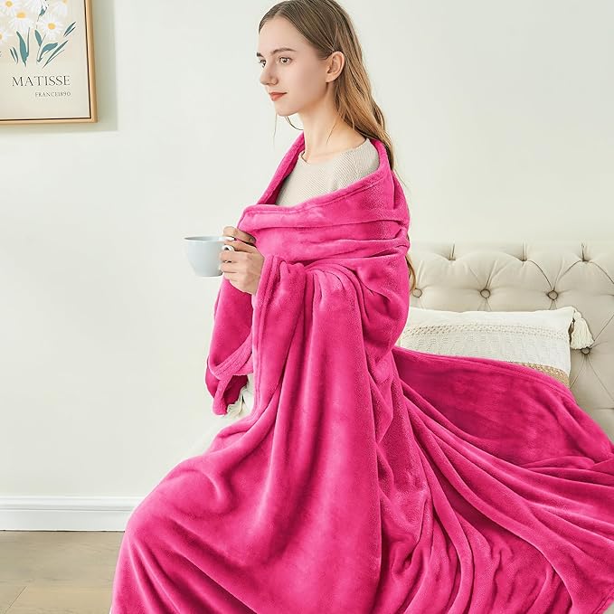 BEDELITE Fleece Blanket Hot Pink Valentines Throw Blanket for Couch & Bed, Luxury Plush Cozy Fuzzy Blanket 50" x 60", Super Soft Warm Lightweight Throw Blanket for Travel Camping