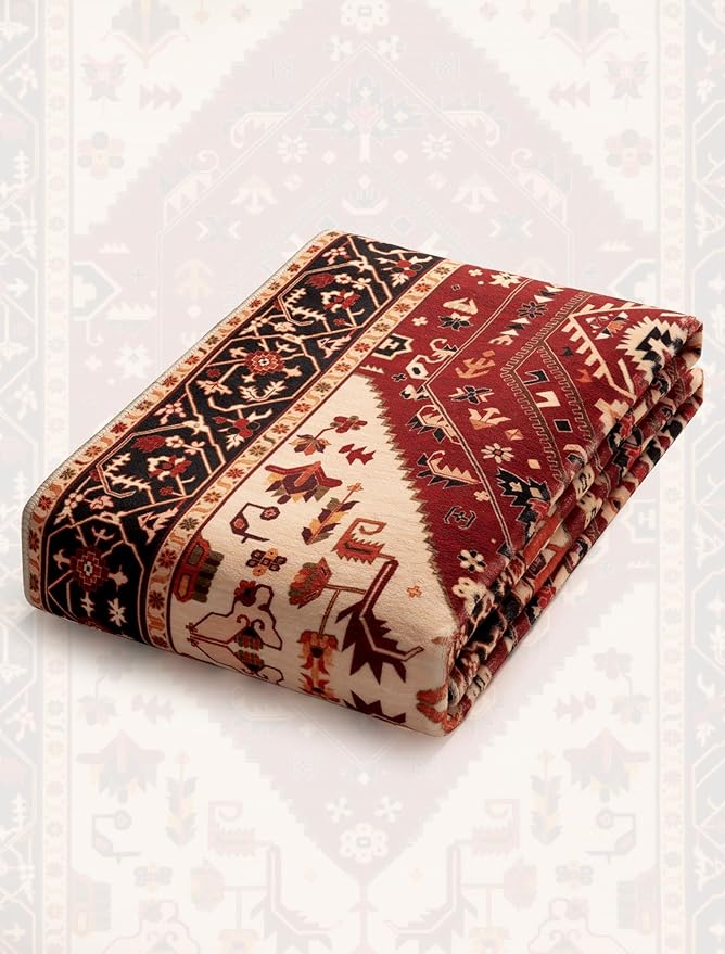 SERISSA Runner Rug for Hallways, 2'6"x14' Washable Non Slip Runner Rug, Extra Long Boho Rug Ultra Soft Vintage Red Black Print Floor Carpet for Bedroom Hallway Entryway Bathroom Laundry Room