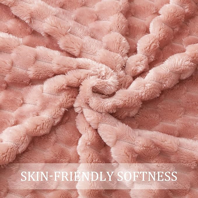 Exclusivo Mezcla Fleece King Blanket for Bed, Extra Large Fuzzy Dusty Pink Bed Blankets, Soft Cozy Plush Sofa Throws for All Seasons, 90x104 Inches