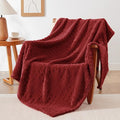 EXQ Home Fleece Throw Blanket for Couch or Bed - 3D Waffle Patchwork Pattern Jacquard Decorative Blankets - Cozy Soft Lightweight Fuzzy Flannel Blanket Suitable for All Seasons(50"×60",Red)