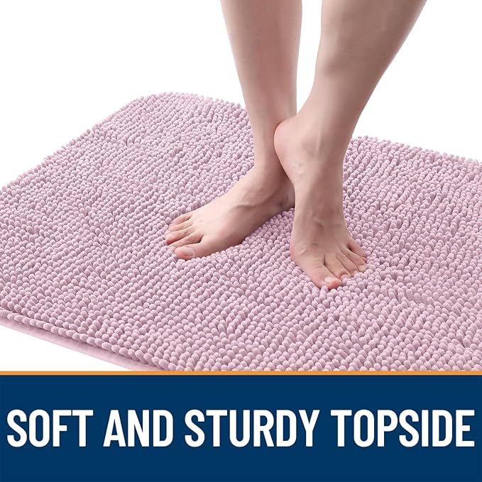 OLANLY Dog Door Mat for Muddy Paws 54x24, Absorbs Moisture and Dirt, Absorbent Non-Slip Washable Doormat, Quick Dry Chenille Mud Mat for Dogs, Entry Indoor Entryway Carpet for Inside Floor, Dusty Rose