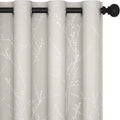Deconovo Living Room Curtains, Room Darkening Curtain, Thermal Insulated Soundproof Drapes, Silver Branch Print, 52 x 72 Inch Long, Machine Washable Window Panels for Bedroom Office Nursery, Set of 2
