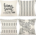 YCOLL Pillow Covers 20x20 Set of 4, Modern Sofa Throw Pillow Cover, Decorative Outdoor Linen Fabric Pillow Case for Couch Bed Car, Cream