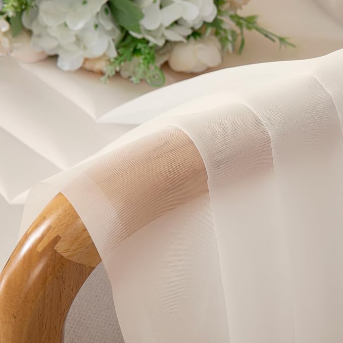 OWENIE Cream Sheer Curtains 84 inches Long 2 Panels Set for Bedroom Living Room, Soft Solid Living Room Sheer Curtain, Rod Pocket Light Filtering Curtains, 2 Pcs Each 42“ W x 84" L,Cream