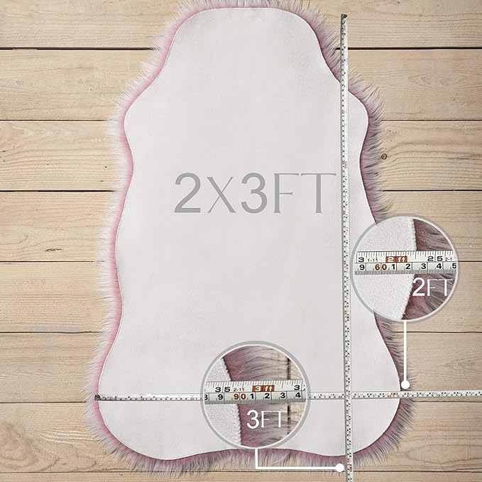 Ashler faux fur rug, Fluffy Shaggy Area Rug Ultra Soft 2 x 3 Feet Sheepskin Fur Rug, Frosted Bottom Gray Fuzzy Rug Machine Washable Shag Rug, Nursery Decor Throw Rugs for Bedroom, Living Room