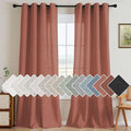 H.VERSAILTEX Living Room Linen Curtains - Semi Sheer, Nickel Grommet, Energy Saving, Light Filtering Window Treatments - Panels for Bedroom, Rust, 2 Panels, 52 x 96 Inch
