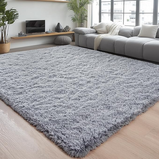 Chicrug Soft Area Rugs for Bedroom Living Room Plush Fluffy Rug 6x9 Feet, Shag Furry Area Rug Carpet Non Shedding for Nursery Children Kids Girls Room Home Decorative, Grey