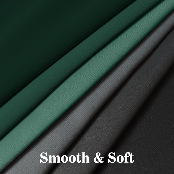 Yakamok Blackout Ombre Dark Green and Black Curtains-Gradient Room Darkening Curtain, Grommet Thermal Insulated Light Blocking Window Drapes Curtain for Living Room Bedroom,52 x 72 Inch,2 Panels