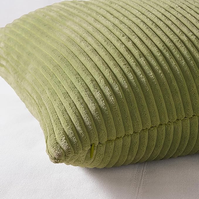 Topfinel 24x24 Decorative Large Throw Pillows Covers Set of 4,Yellow Green Mix Design Corduroy Bed Cushion Case,Couch Sofa Living Room Euro Shams No Insert,Summer Home Decor