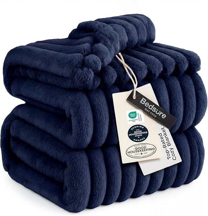 Bedsure GentleSoft Navy Blue California King Size Blanket for Couch - Cozy Soft Blankets for Women, Cute Small Fleece Throws for Girls, Birthday Gifts for Women, Navy, 102x96 Inches