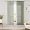 Nanspring Sage Green Linen Curtains 63 Inches Length 2 Panels Set for Living Room Back Tab Pocket Light Filtering Semi Sheer Drapes Cotton Linen Textured Pale Green Window Curtain 52X63 Inches