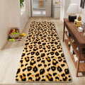 Amearea Soft Leopard Runner Rugs for Hallway, 2x6 Feet Cheetah Print Bedroom Bedside Rugs, Washable Fluffy Indoor Animal Runner Rug Carpet for Entrance Kitchen Kids Teen Room Living Room Decor, Khaki