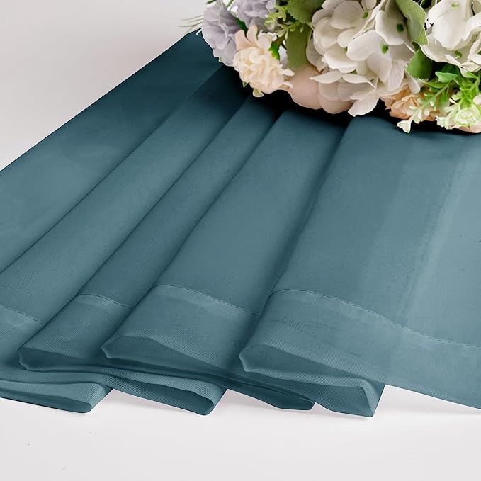 OWENIE Teal Sheer Curtains 84 inches Long 2 Panels Set, Light Filtering Rod Pocket Fimly Sheer Curtains with Soft Touch for Bedroom Living Room, Dusty Blue Farmhouse Curtains, Each 42Wx84L inch