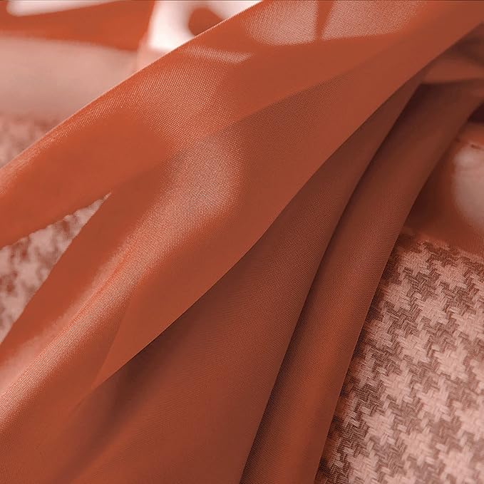 MIULEE Short Sheer Curtains 36 Inch Length for Kitchen Bathroom Cafe Half Window Treatment, Terracotta Rod Pocket Tier Fall Curtains 2 Panels 29x36 Inches Long, Burnt Orange