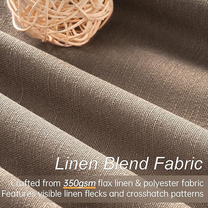 Topfinel 95 inch Bedroom Curtains 2 Panels 100% Blackout Linen Texture Curtain Taupe Vintage Farmhouse Window Drapes with Back Tab Rod Pocket Light Blocking Thermal Insulated Curtains 95 inches Long