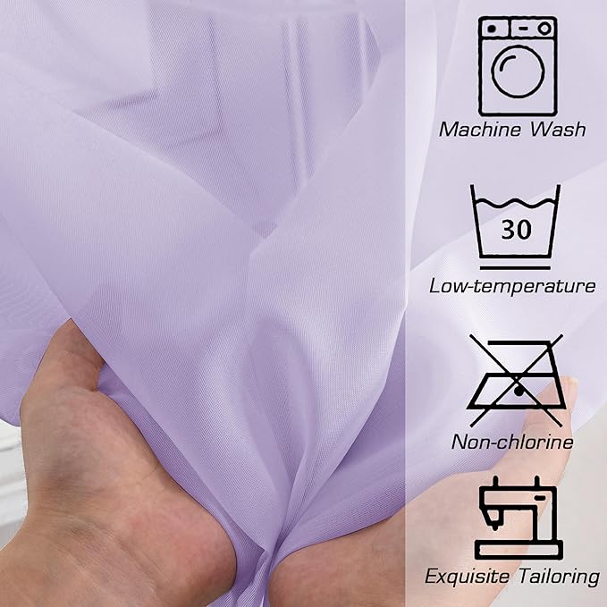 OWENIE Sheer Curtains 84 inches Long for Bedroom Living Room 2 Panels Set, Rod Pocket Soft Light Filtering Privacy Fimly Sheer Curtains & Drapes, Solid Purple Window Treatments, 42Wx84L