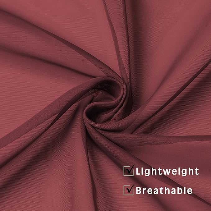 OVZME 2 Panels Window Burgundy Sheer Curtains 42" x 45" Inches for Small Windows, Soft Touching Top Dual Rod Pocket Drapes for Living Room & Bedroom.