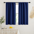 RYB HOME Blackout French Door Window Curtain Covering, Rod Pocket Thermal Insulated Privacy Non See Through Drapes for Bathroom Window, Width 29 by Length 45, Marine Blue, 2 Panels