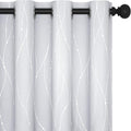 Deconovo Kitchen Curtains, Room Darkening Drapes, Thermal Insulated Soundproof Grommet Drape, Silver Wave Dots Print, 52 x 54 Inch, Machine Washable Window Panels for Small Windows Nursery, Set of 2