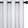 Deconovo Living Room Curtains, Room Darkening Drapes, Thermal Insulated Soundproof Grommet Drape, Silver Wave Dot Print, 52 x 108 Inch Long, Machine Washable Window Panels for Bedroom Office, Set of 2