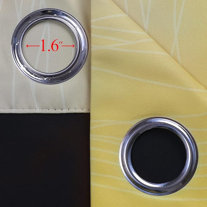 Ombre Gray and Yellow Blackout Curtains 45 Inch Length 2 panels, Full Room Darkening Curtains for Kids Room, Grommet Thermal Insulated Gradient Drapes, Light Blocking Curtains for Bedroom, 52x45 Inch