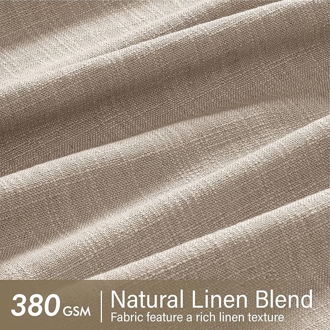 MIULEE Pinch Pleated Thick Linen Curtains 90 Inches Long 2 Panels for Living Room Bedroom, Linen Texture Memory Trained Drapes Pinch Pleat Rustic Farmhouse Window Curtains with Hooks&Rings, Taupe