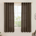 LAMIT Linen Curtains 60 Inch Length 2 Panels, Light Filtering Panels Back Tab and Rod Pocket Neutral Drapes for Bedroom/Window/Living Room, Dark Brown, 34 x 60 Inch