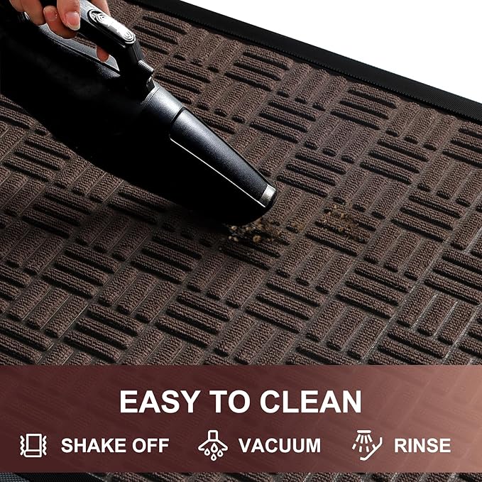 Mibao Front Door Mat, Heavy Duty Durable Welcome Mat for Outdoor Indoor, Dirt Trapper Waterproof Super Absorbent Door Mat for Entryway Outside Patio Porch, 47" x 24", Coffee
