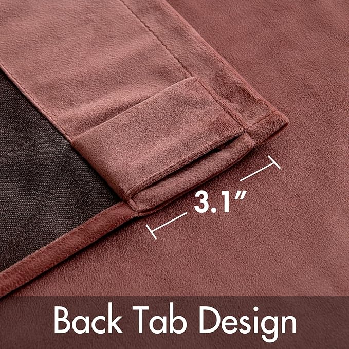 MIULEE Velvet Curtains 108 inches Long 2 Panels - Luxury Blackout Curtains for Bedroom Living Room Thermal Insulated Super Soft Window Drapes Rod Pocket & Back Tab, Dusty Rose Pink