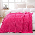 Puncuntex Hot Pink Throw Blanket 108"×90" inches Fuzzy 3D Jacquard Decorative Flannel Fleece Super Soft Plush Cozy Blanket for Couch Sofa Chair Lightweight