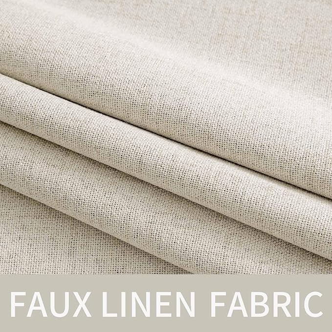 MIULEE Linen Texture Curtains for Bedroom Solid 100% Blackout Thermal Insulated Linen Beige Curtains Grommet Room Darkening Drapes for Living Room Nursery 52x45 Inch (2 Panels)