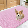 OLANLY Dog Door Mat for Muddy Paws 30x17, Absorbs Moisture and Dirt, Absorbent Non-Slip Washable Doormat, Quick Dry Chenille Mud Mat for Dogs, Entry Indoor Entryway Carpet for Inside Floor, Pink