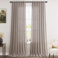 Nanspring Brownish Grey Linen Curtains for Living Room 110 Inches Long Back Tab Light Filtering Semi Sheer Curtain Modern Farmhouse Decor for Bedroom Office Luxury Textured Drapes 52x110, 2 Panels